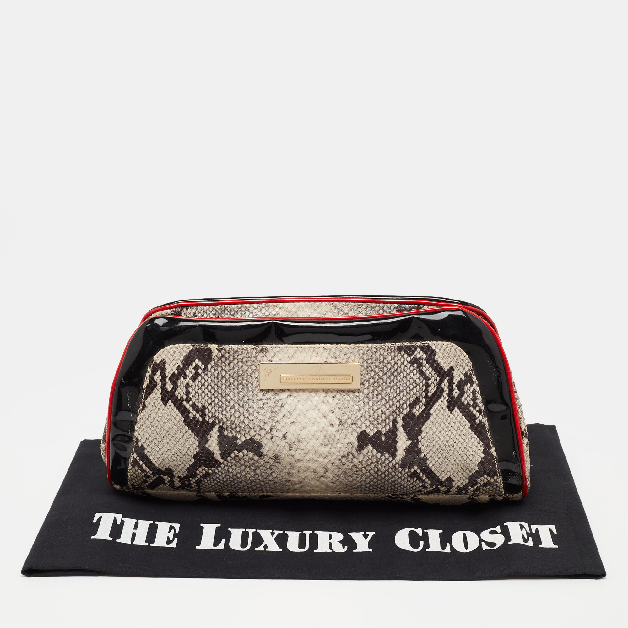 Giuseppe Zanotti Multicolour Python Embossed And Patent Leather Clutch