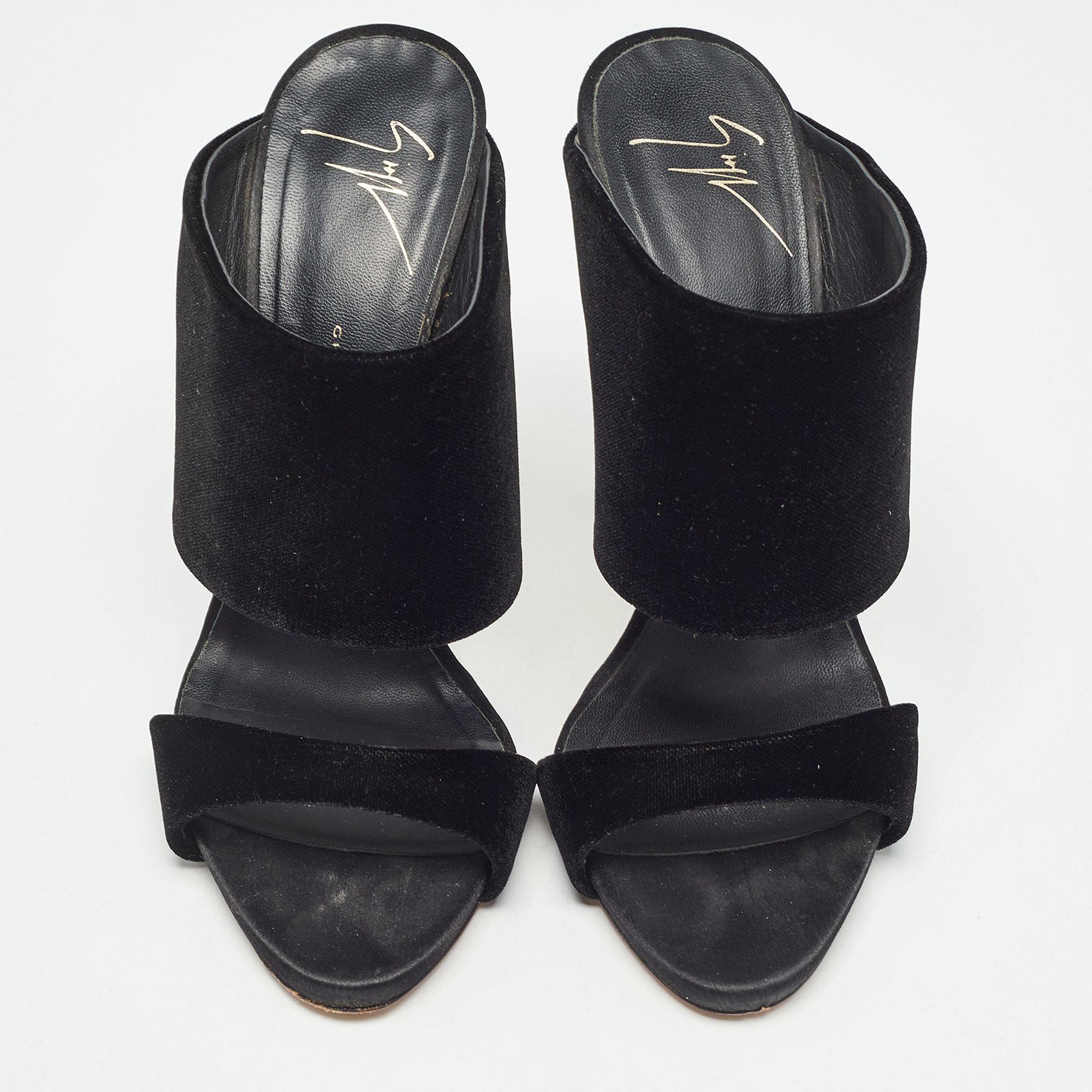 Giuseppe Zanotti Black Velvet Andrea Sandals Size 37.5