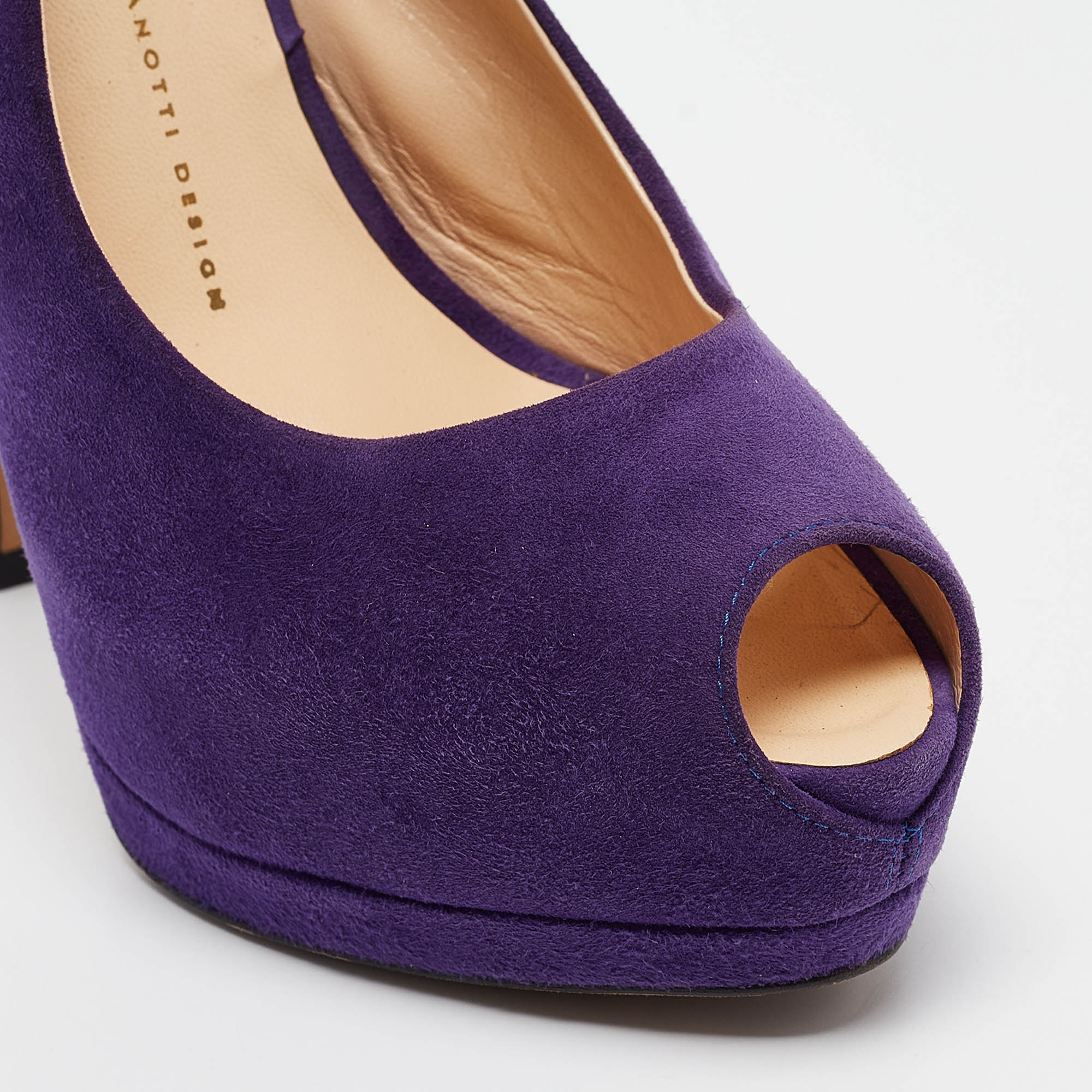 Giuseppe Zanotti Purple Suede Peep Toe Slingback Pumps Size 40