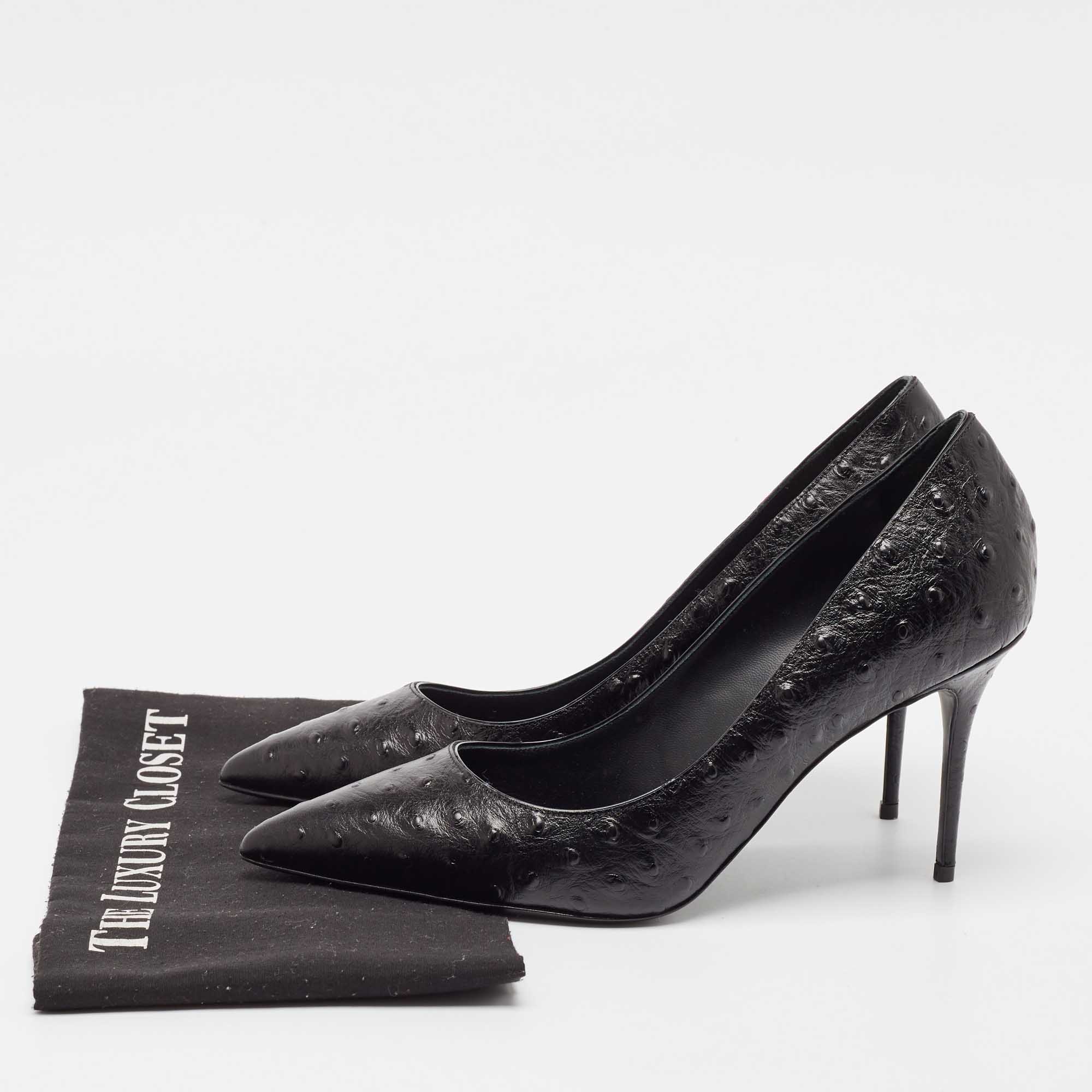 Giuseppe Zanotti Black Ostrich Leather Pumps Size 40