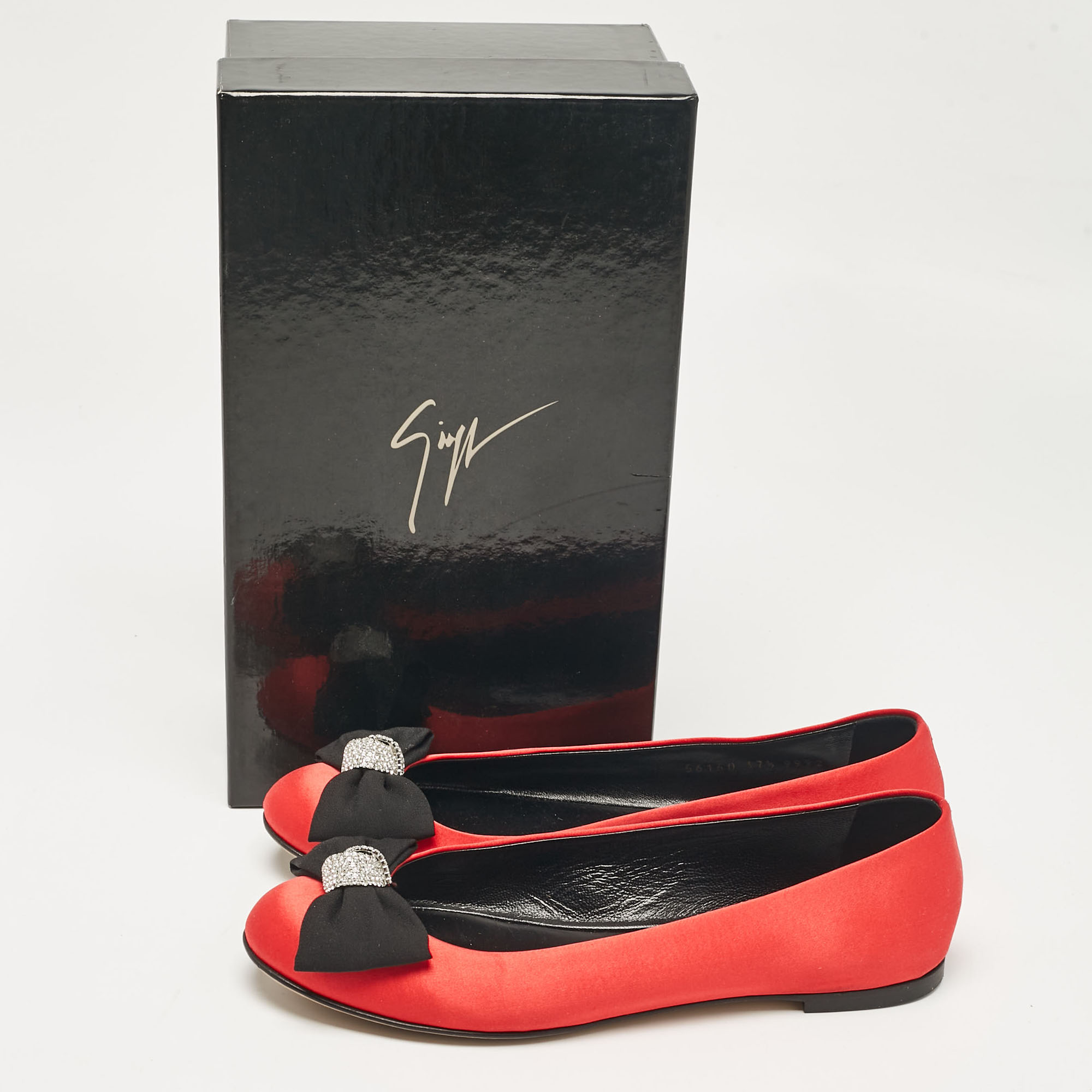 Giuseppe Zanotti Red Satin Bow Ballet Flats Size 37.5