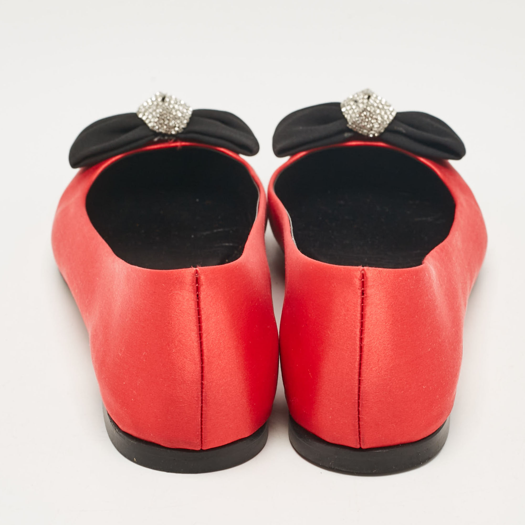 Giuseppe Zanotti Red Satin Bow Ballet Flats Size 37.5