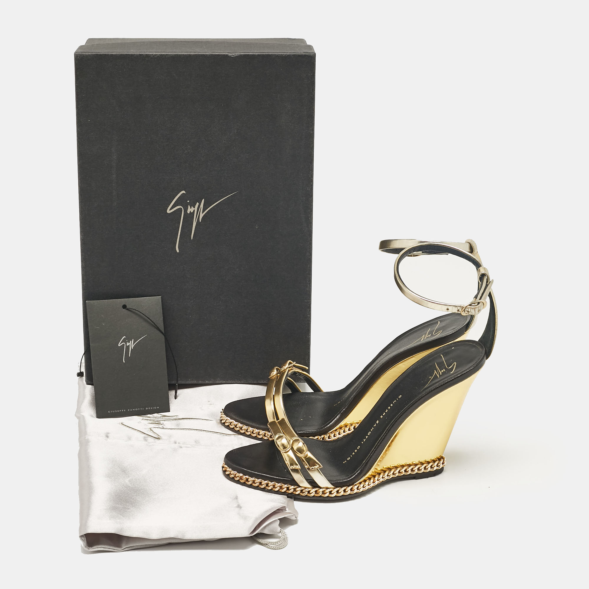 Giuseppe Zanotti Gold Leather Ankle Strap Sandals Size 36