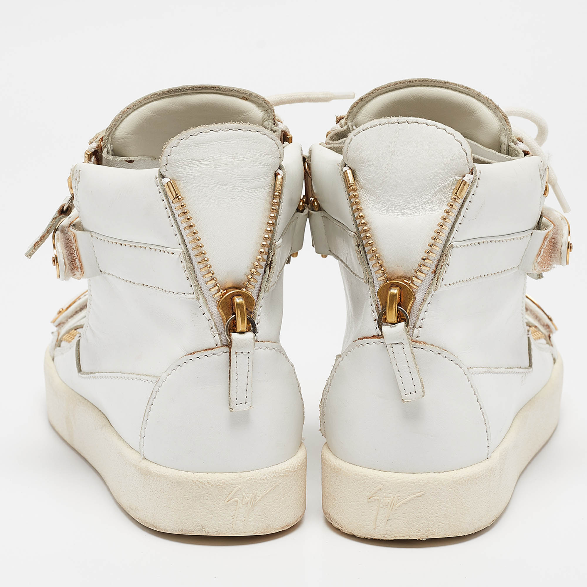 Giuseppe Zanotti White Leather London High Top Sneakers Size 37