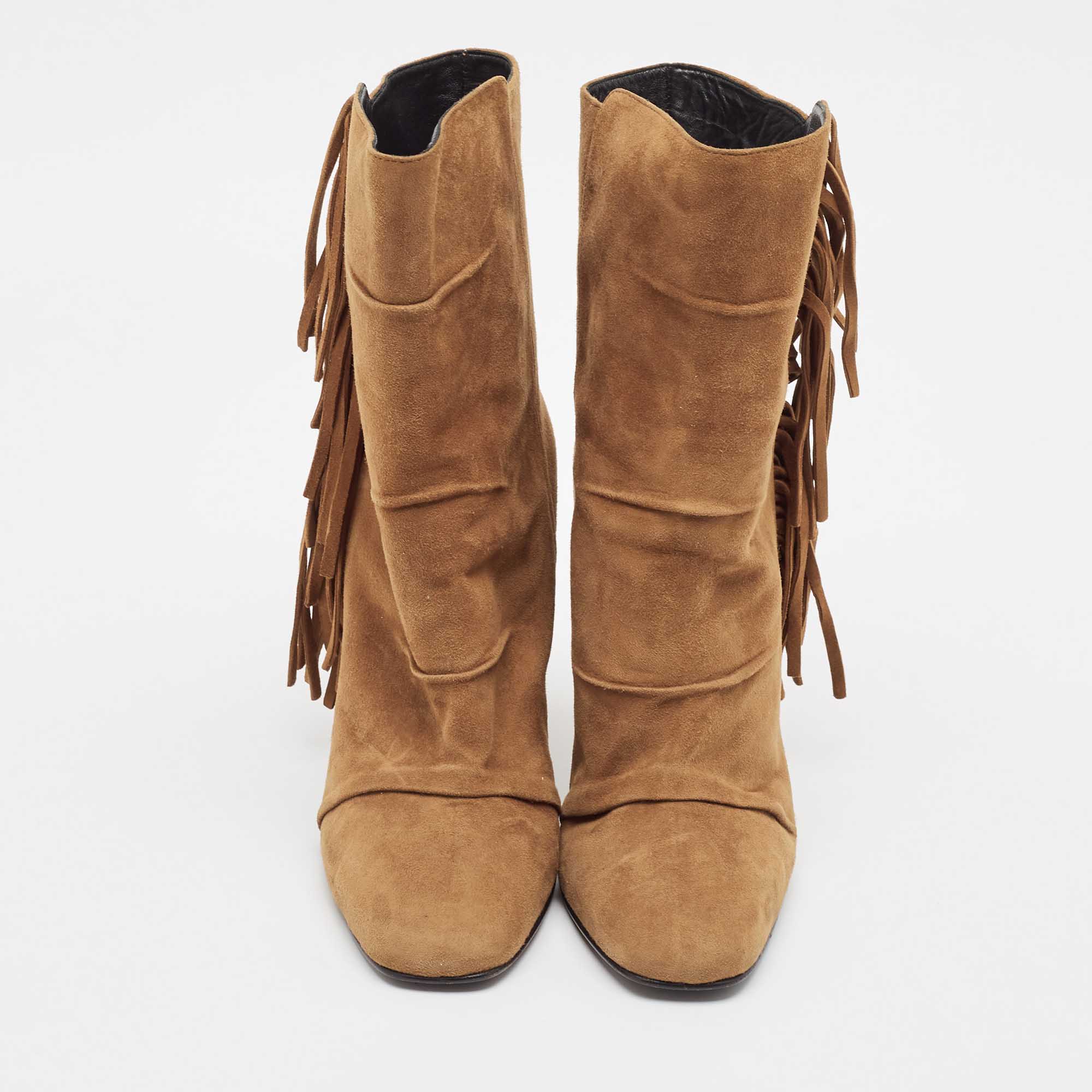 Giuseppe Zanotti Brown Suede Ankle Length Boots Size 40