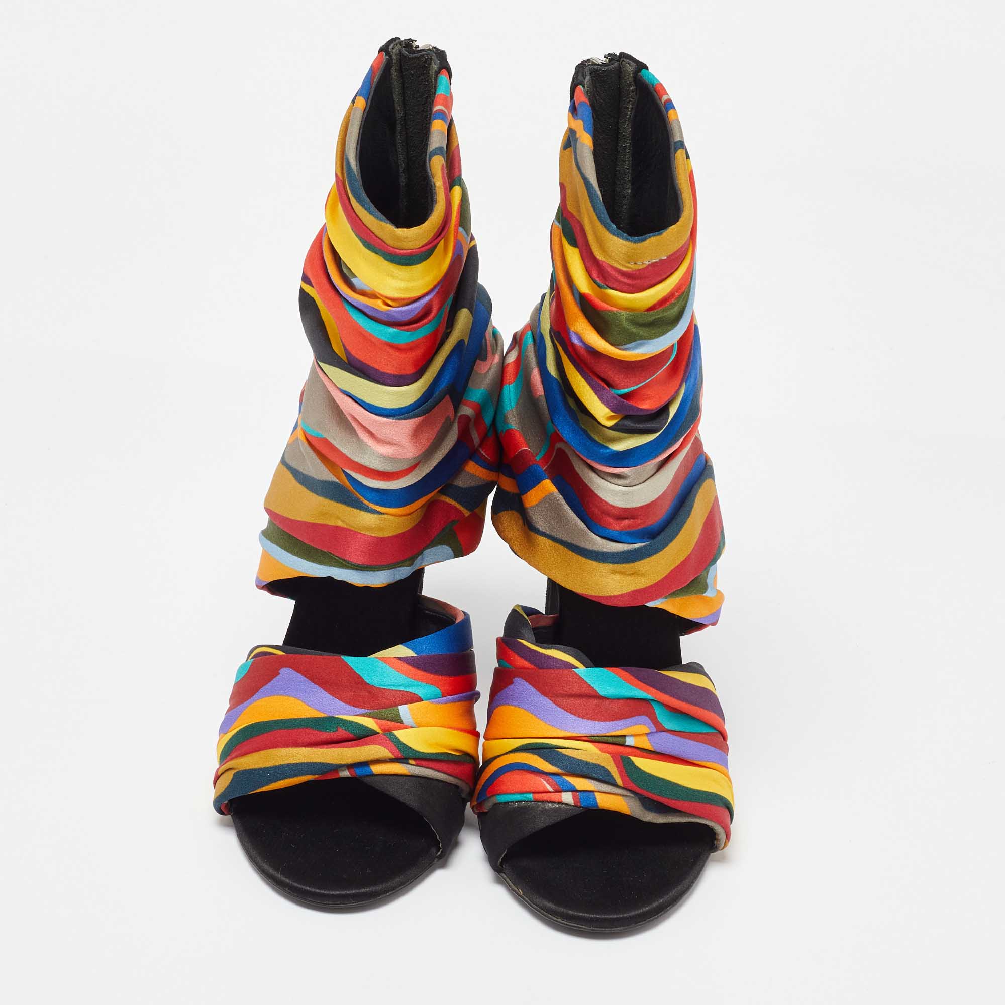 Giuseppe Zanotti Multicolor Satin Open Toe Sandals Size 36