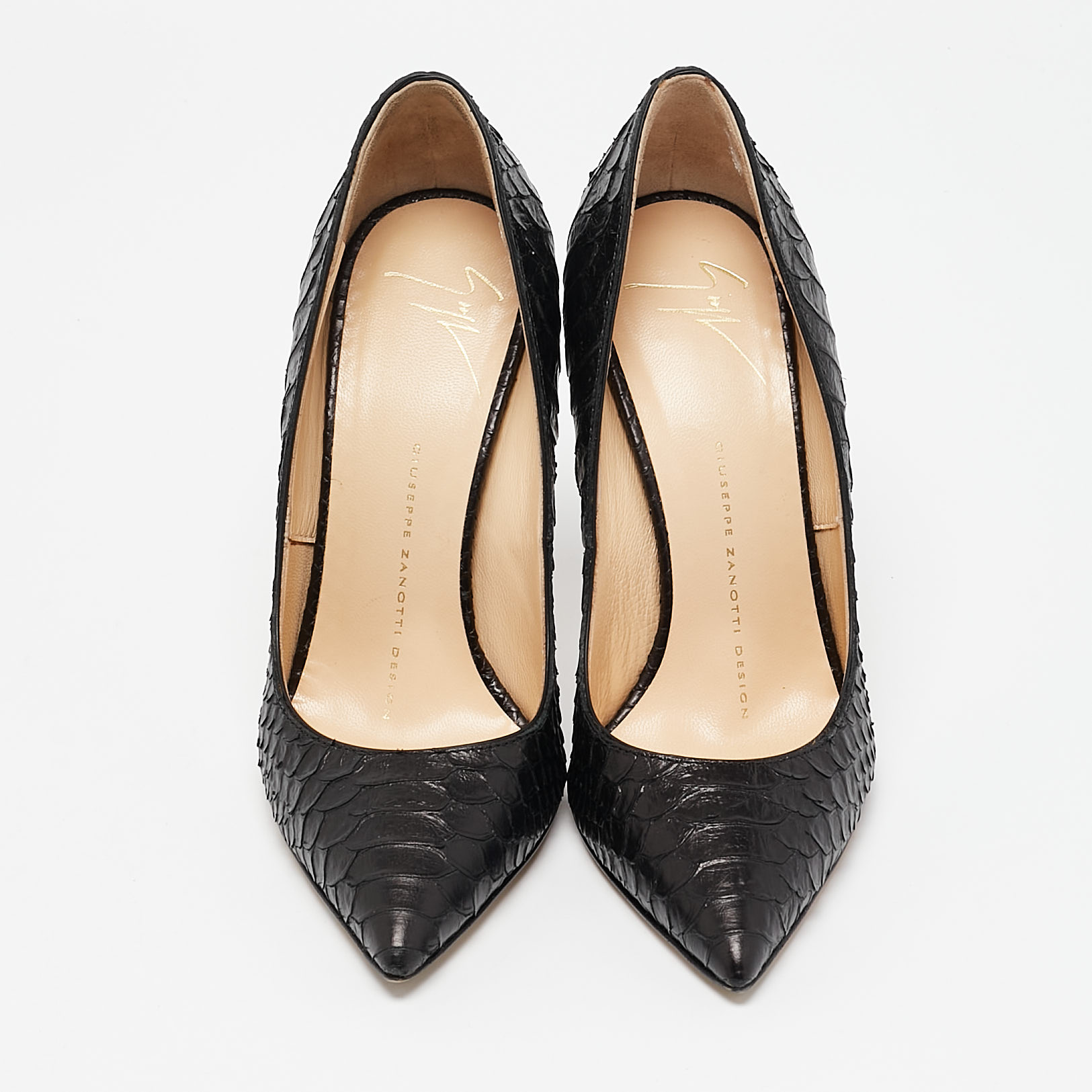 Giuseppe Zanotti Black Python Embossed Leather Pumps Size 35