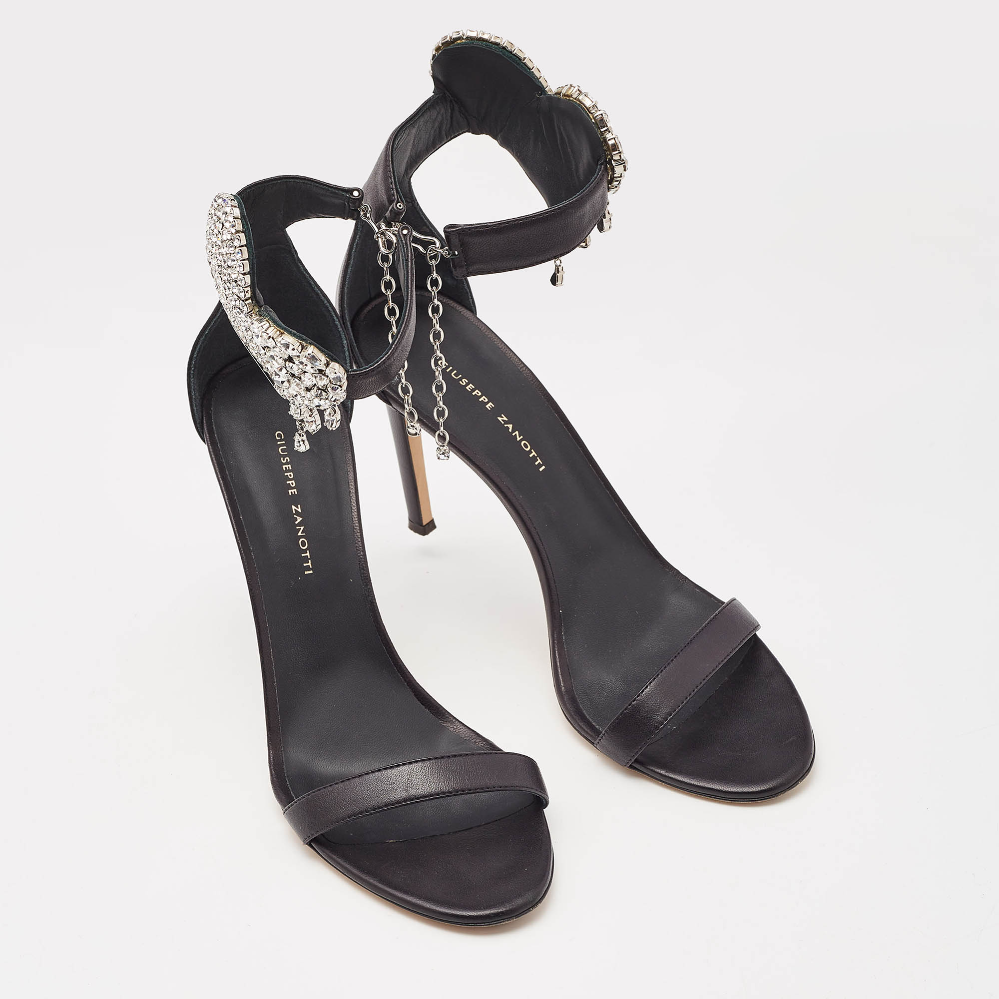 Giuseppe Zanotti Black Amour Ankle Strap Sandals Size 40