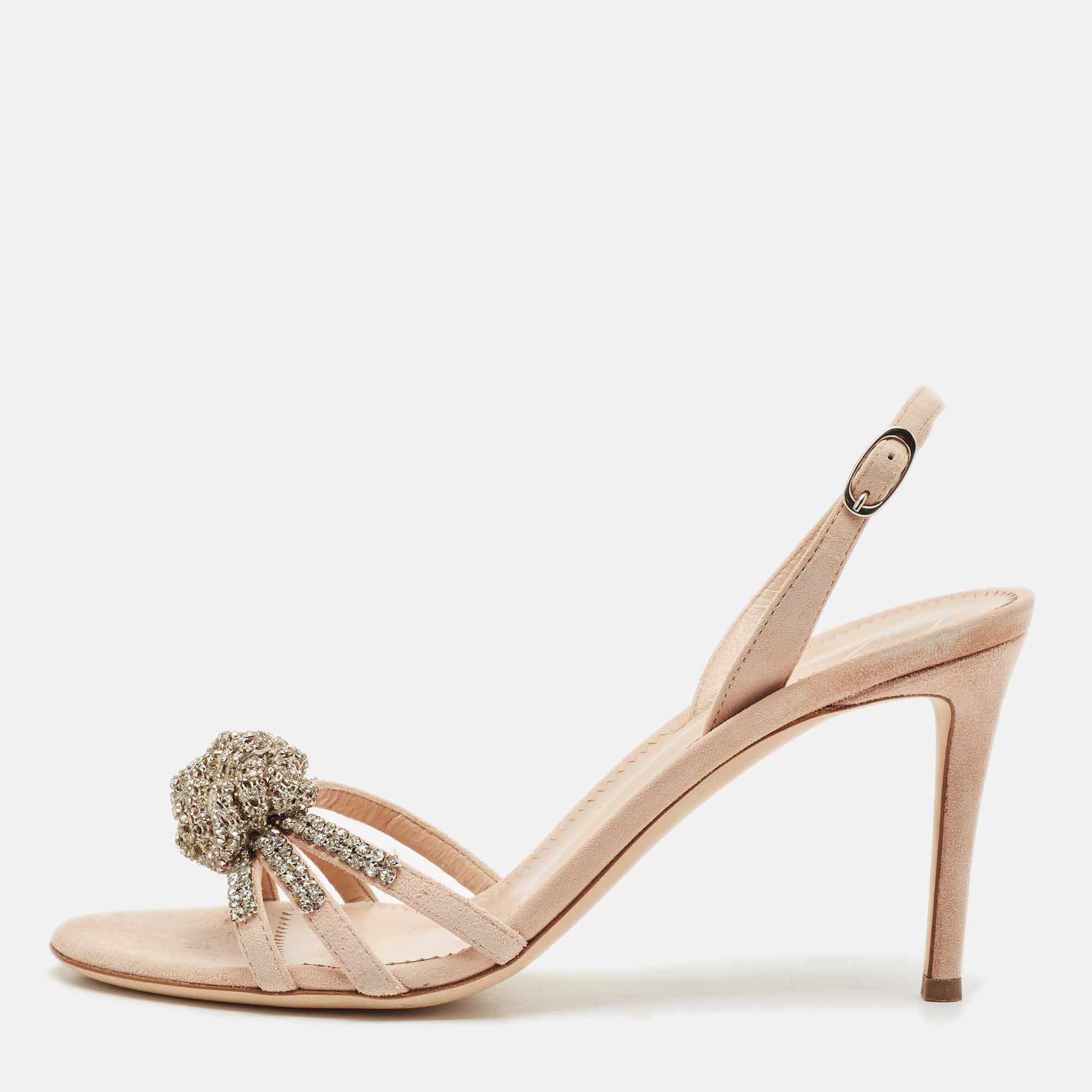 Giuseppe Zanotti Beige Suede Crystal Embellished Slingback Sandals Size
Giuseppe Zanotti Beige Suede Crystal Embellished Slingback Sandals Size