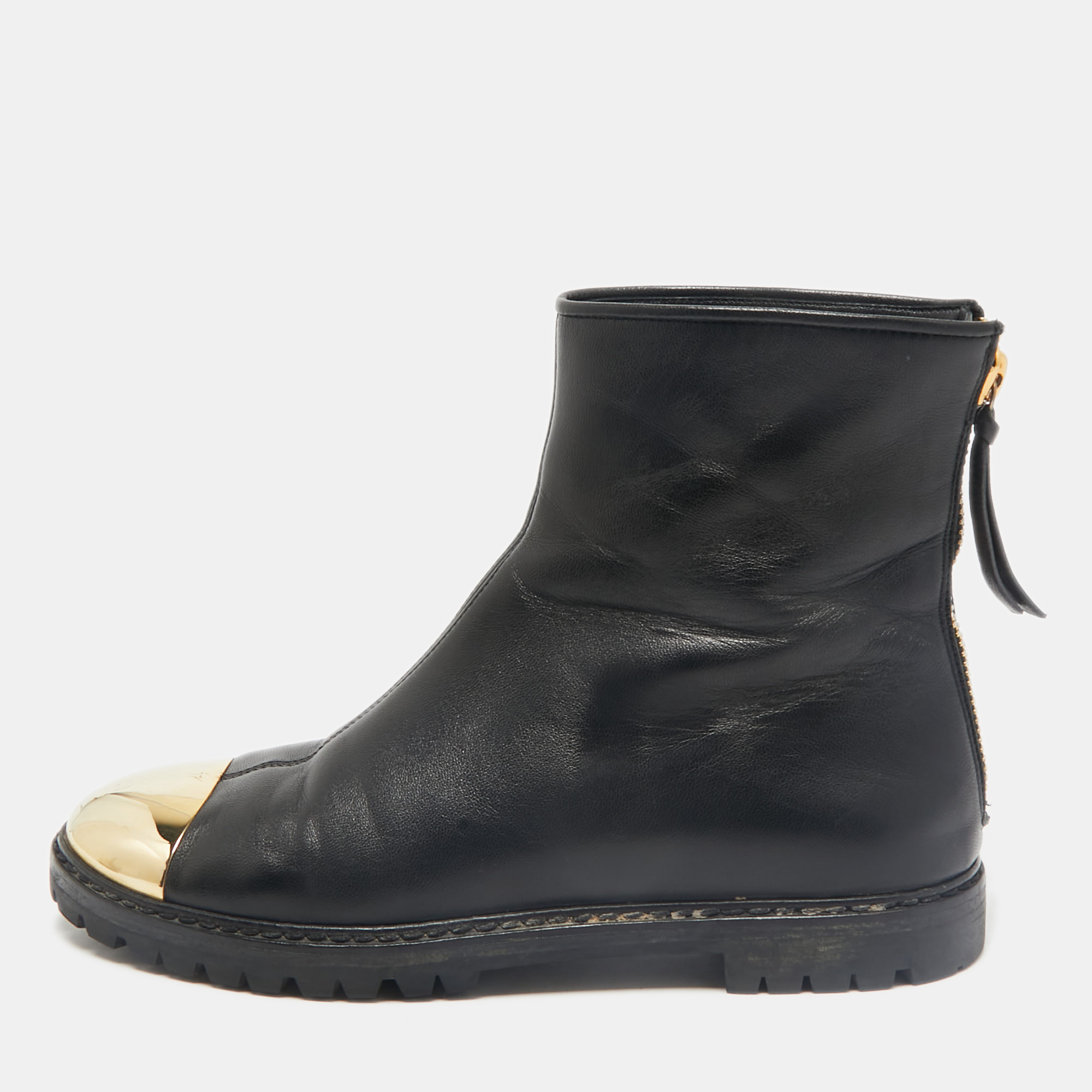 Giuseppe Zanotti Black/Gold Leather Metal Cap Toe Ankle Length Boots Size
Giuseppe Zanotti Black/Gold Leather Metal Cap Toe Ankle Length Boots Size