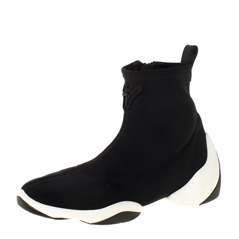 Image of Giuseppe Zanotti Black Fabric High Top Sneakers Size