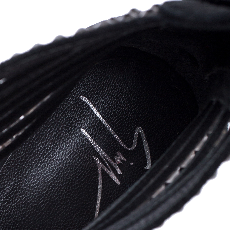 Giuseppe Zanotti Black Suede Embellished Strappy Sandals Size 36.5