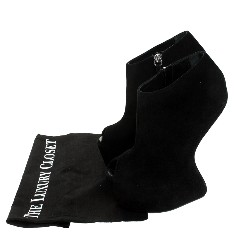 Giuseppe Zanotti Black Suede Heel-Less Zipped Booties Size 36