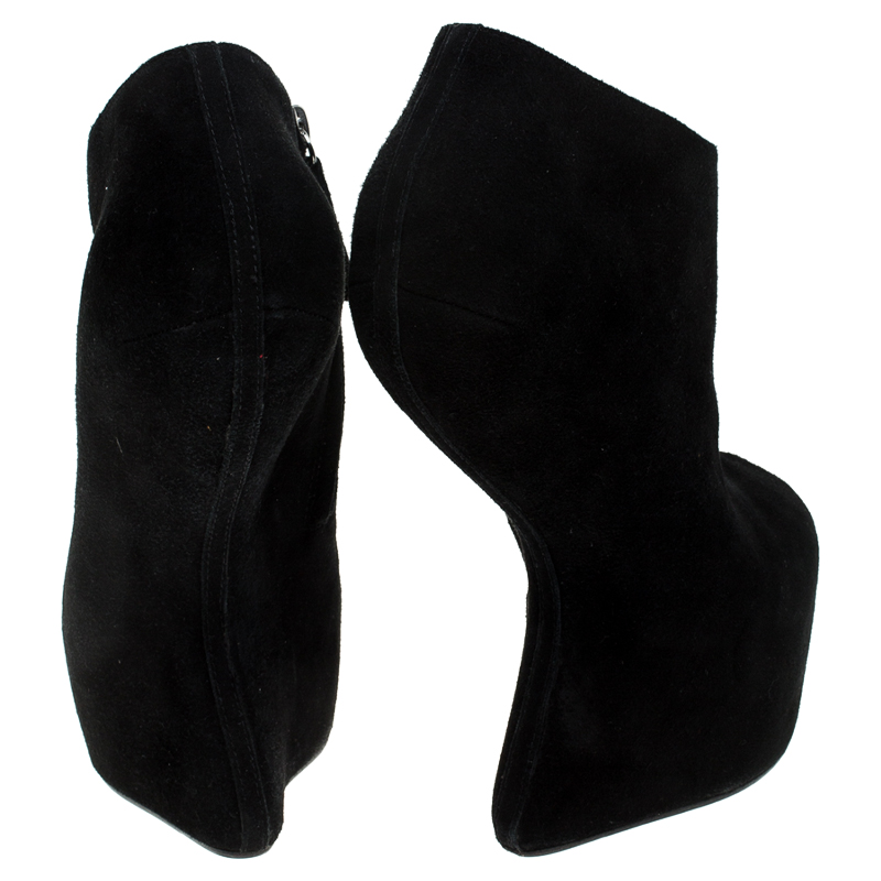 Giuseppe Zanotti Black Suede Heel-Less Zipped Booties Size 36