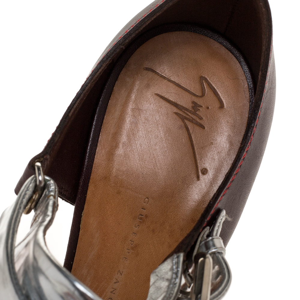 Giuseppe Zanotti Tricolor Leather Ankle Strap Block Heel Sandals Size 39.5