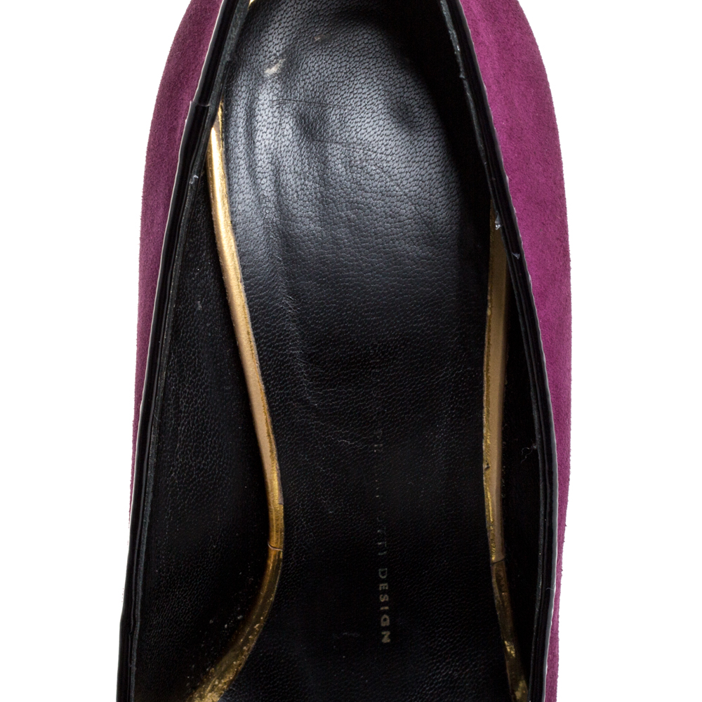 Giuseppe Zanotti Purple Suede Crystal Embellished Pep Toe Ankle Strap Pumps Size 40