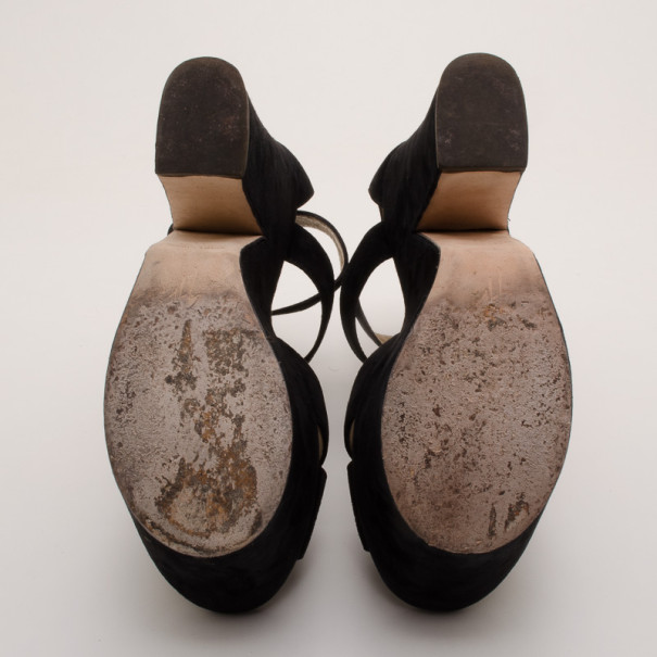 Giuseppe Zanotti Black Suede Platform Sandals Size 41