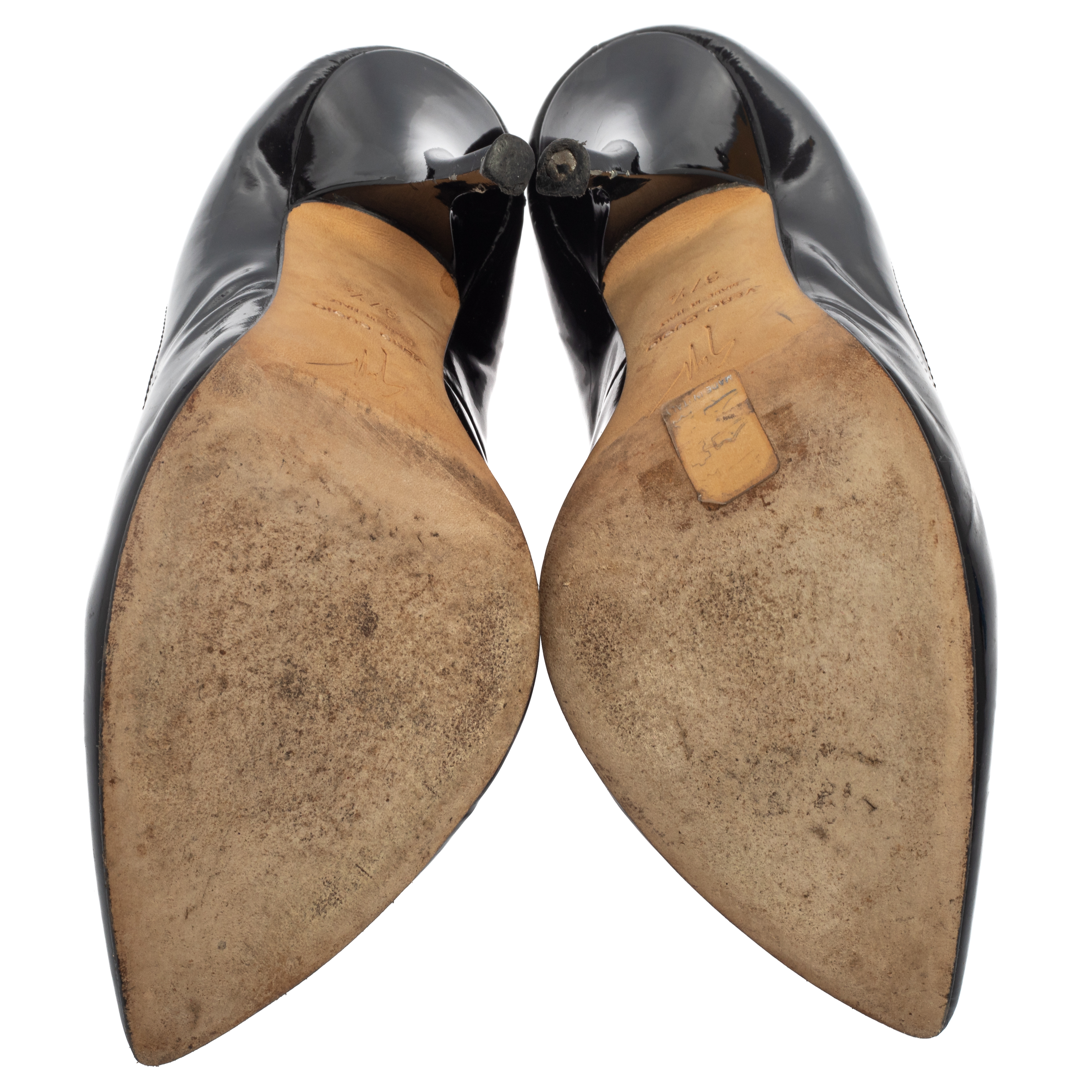 Giuseppe Zanotti Black Patent Leather Pointed Toe Pumps Size 37.5