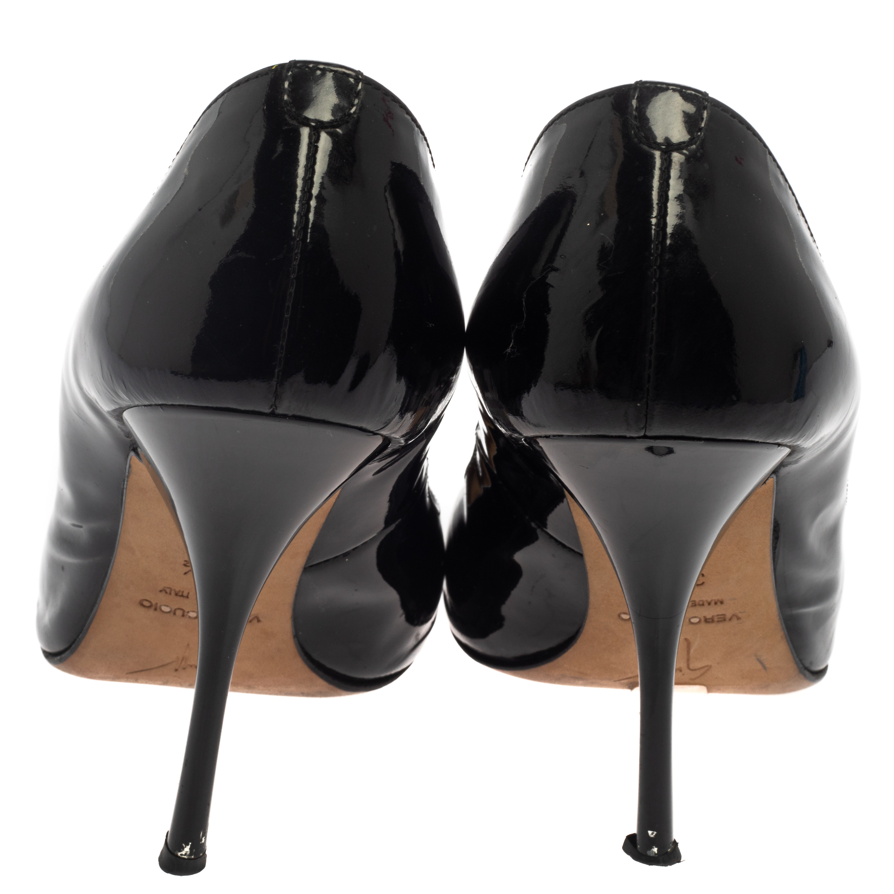 Giuseppe Zanotti Black Patent Leather Pointed Toe Pumps Size 37.5