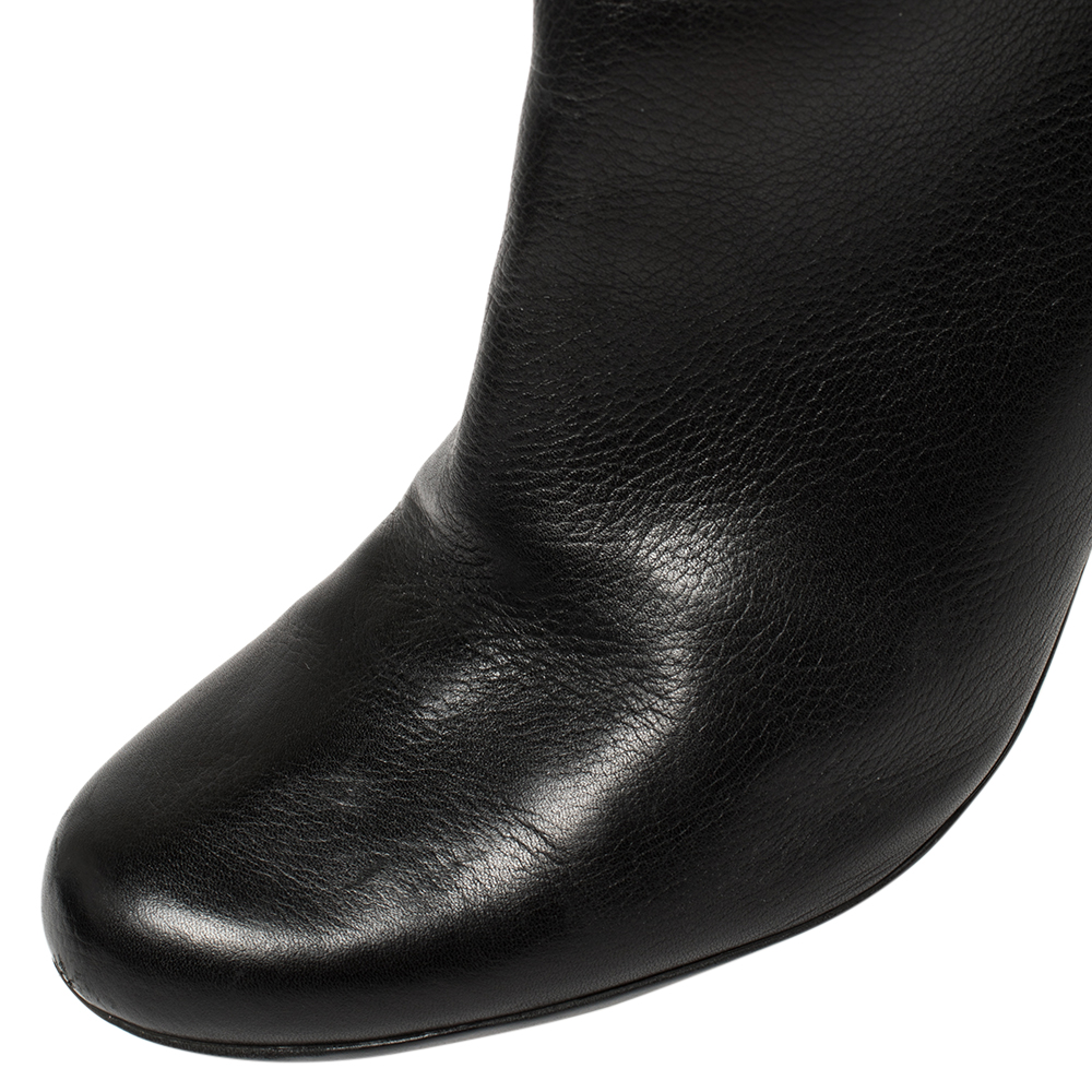 Giuseppe Zanotti Black Leather Mid Calf Foldover Boots Size 37
