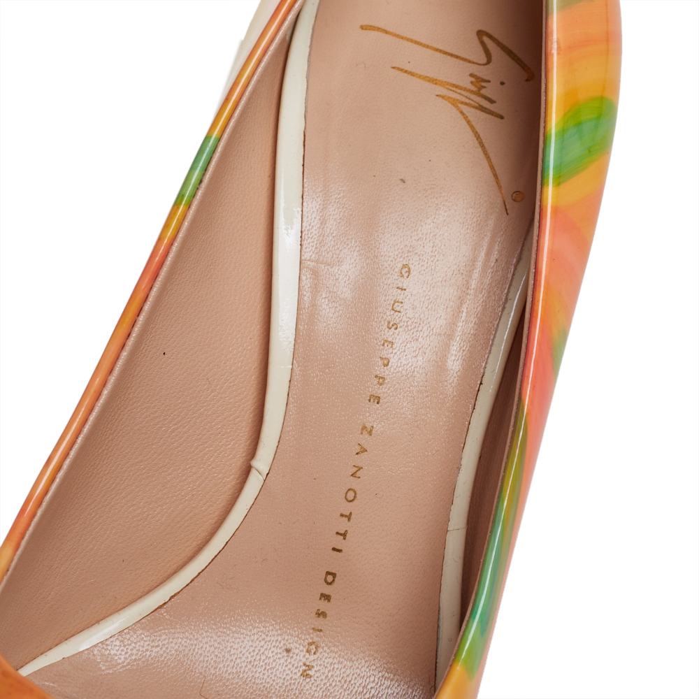 Giuseppe Zanotti Multicolor Patent Leather Platform Peep Toe Pumps Size 36