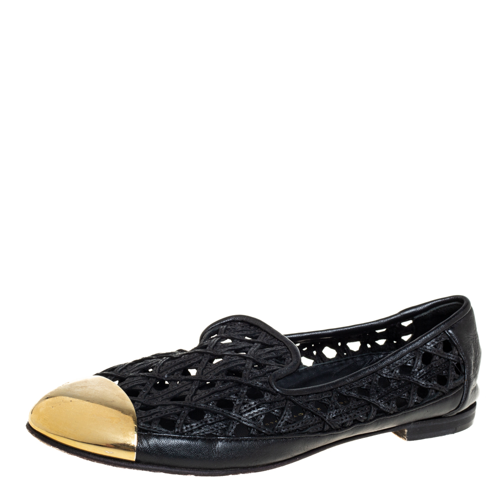 Giuseppe zanotti gold leather cap toe  slip on loafers size 37