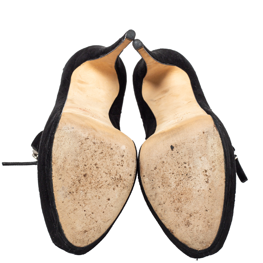 Giuseppe Zanotti Black Suede Peep Toe Front Zipper Detail Ankle Boots Size 40
