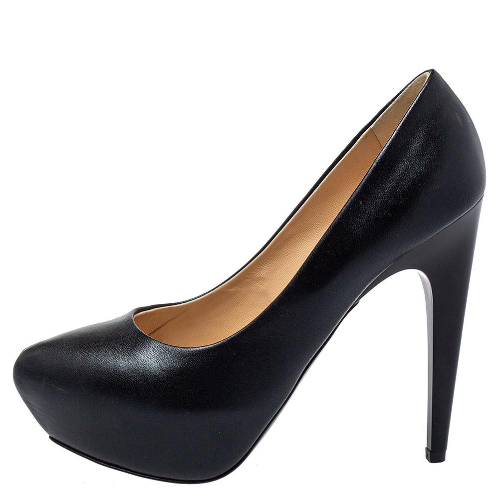 Giuseppe Zanotti Black Leather Platform Pumps Size 36.5