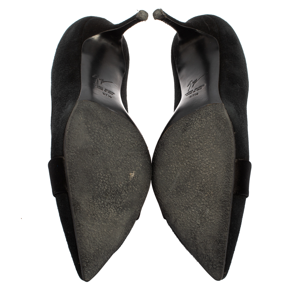 Giuseppe Zanotti Black Suede  Pointed Toe Pumps Size 37.5