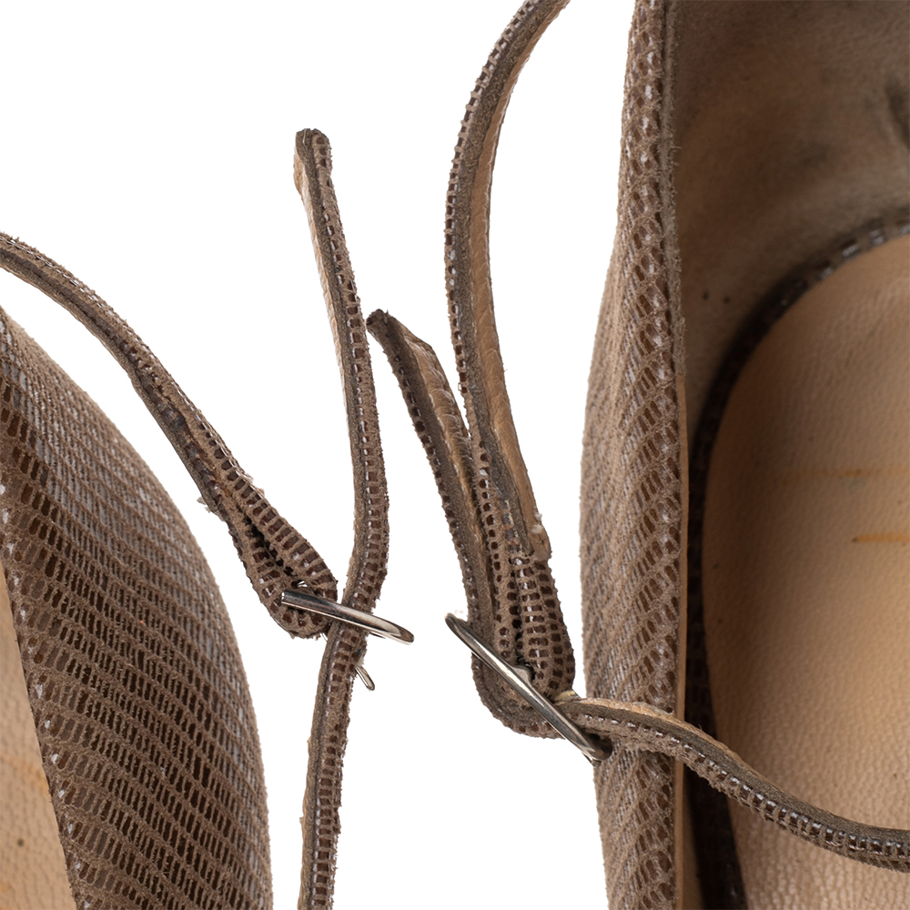 Giuseppe Zanotti Lizard Embossed Leather Platform Ankle Strap Pumps Size 40.5