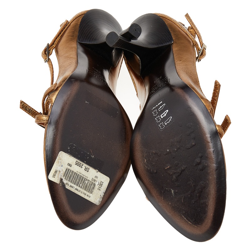 Giuseppe Zanotti Gold Leather Strappy Sandals Size 39.5