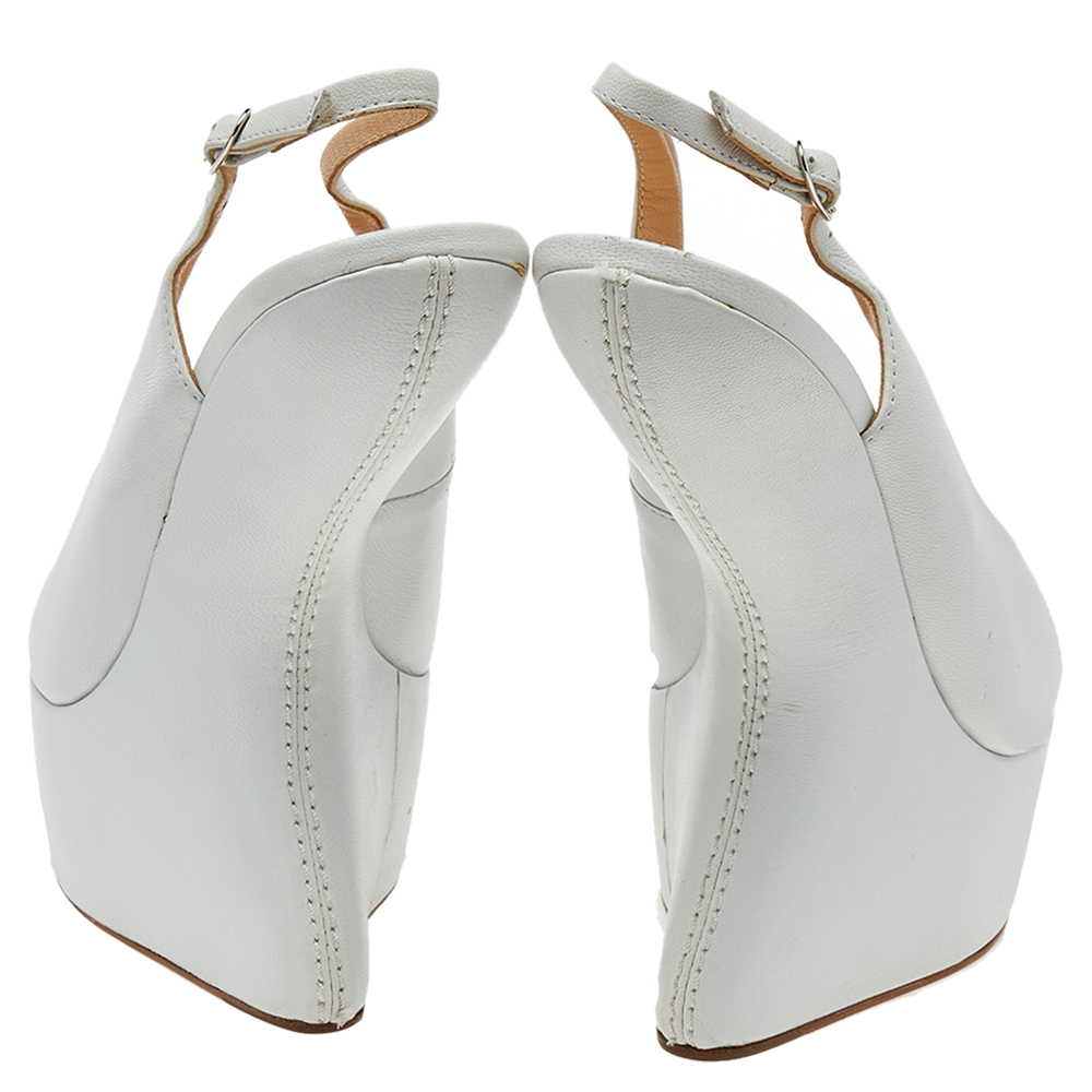 Giuseppe Zanotti White Leather Heelless Peep Toe Platform Pumps Size 40
