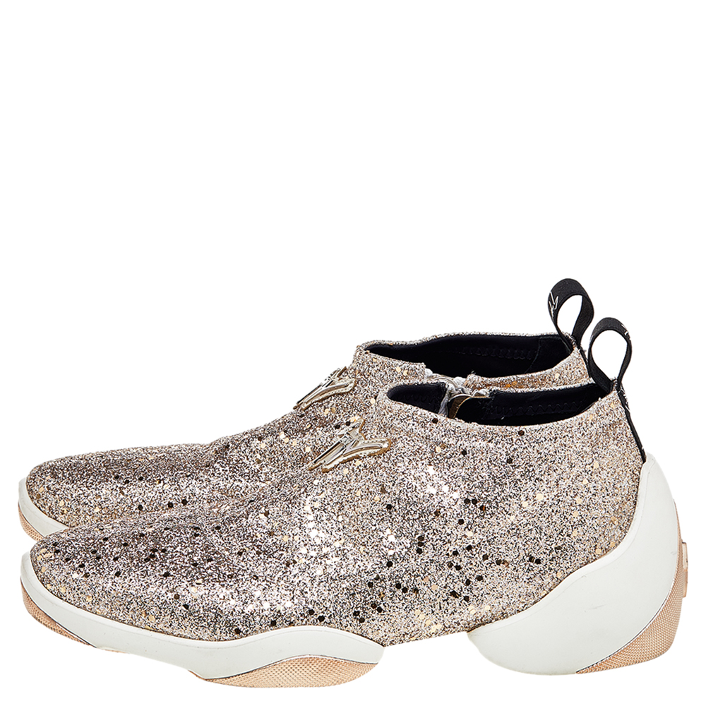 Giuseppe Zanotti Gold Glitter Jump Sneakers Size 40