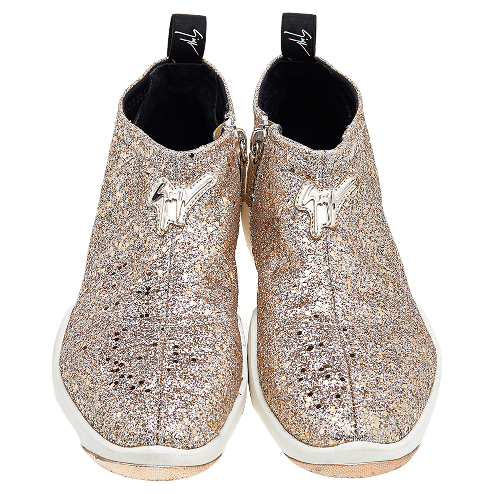 Giuseppe Zanotti Gold Glitter Jump Sneakers Size 40