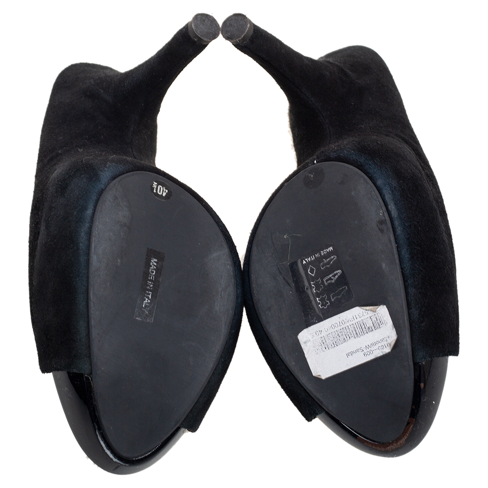 Giuseppe Zanotti Black Suede Open Toe Mule Sandals Size 40.5