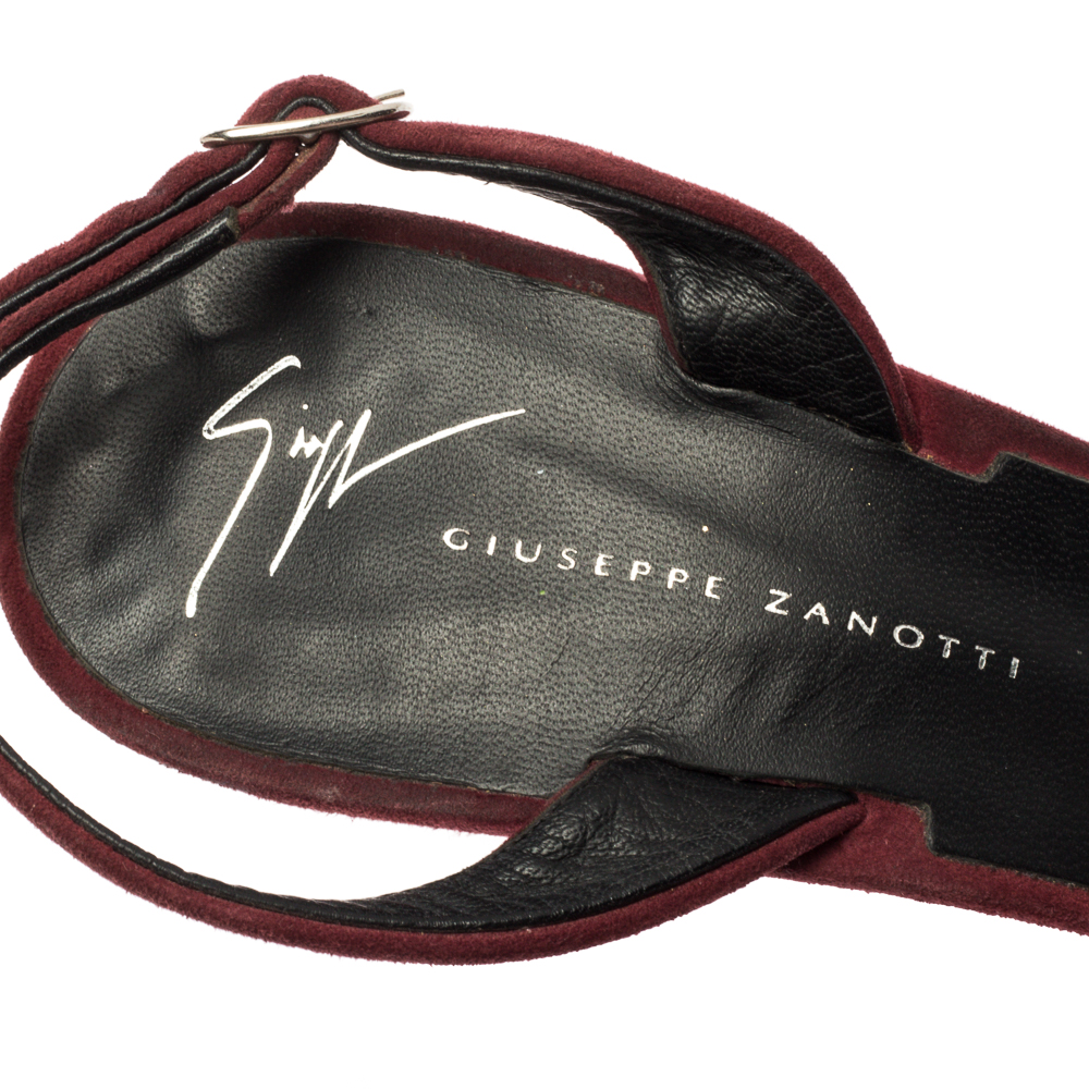 Giuseppe Zanotti Burgundy Suede  Slingback Sandals Size 41