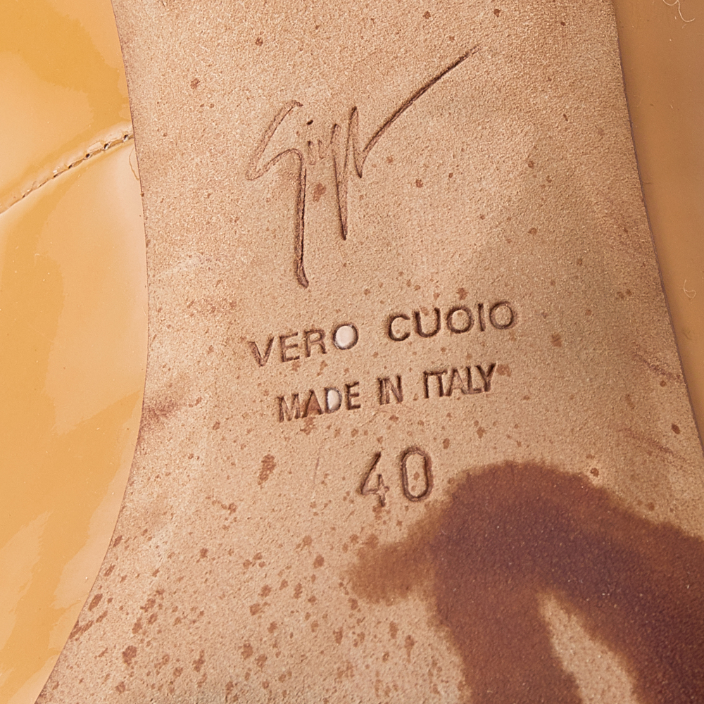 Giuseppe Zanotti Mustard Yellow Patent Leather Peep Toe Pumps Size 40