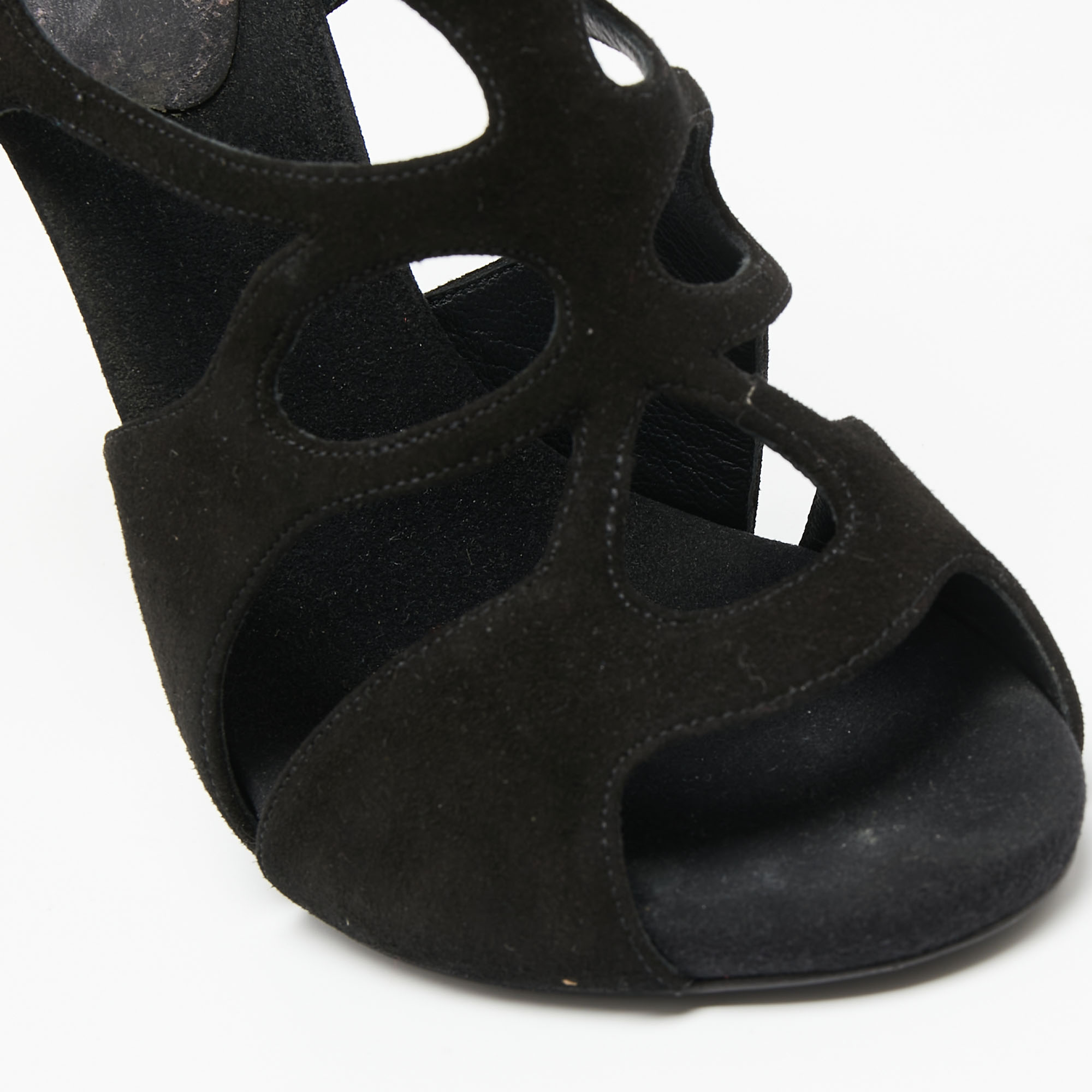 Giuseppe Zanotti Black Suede Butterfly Cutout Sandals Size 38