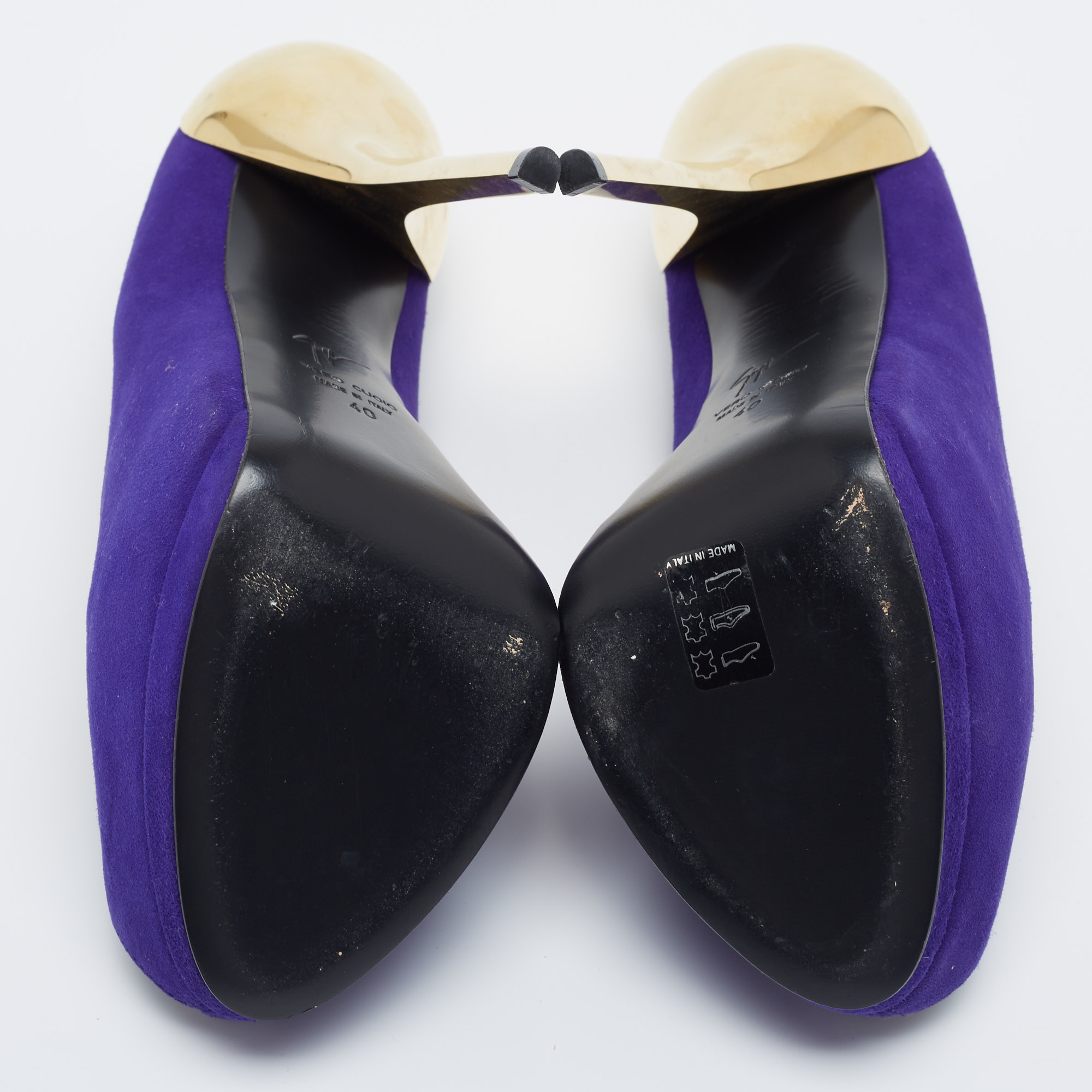 Giuseppe Zanotti Purple Suede Sharon Peep Toe Platform Pumps Size 40