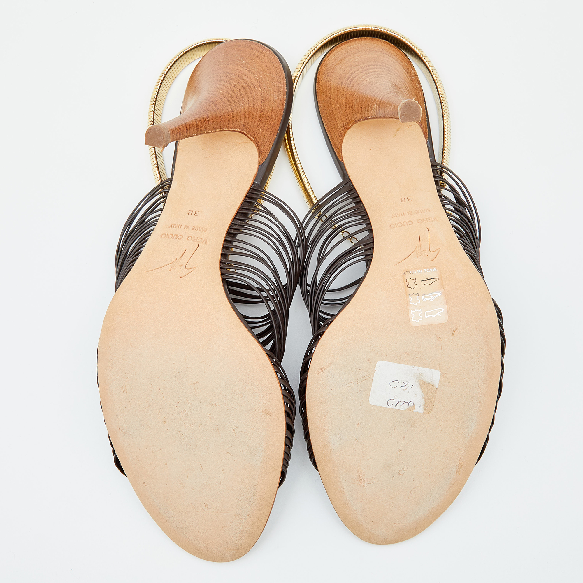 Giuseppe Zanotti Dark Brown Strappy Leather Sandals Size 38