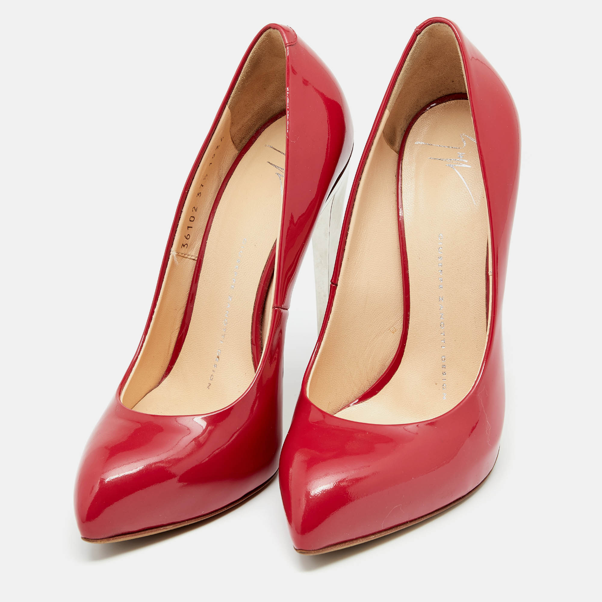 Giuseppe Zanotti Red Patent Leather Pointed Toe Pumps Size 37.5