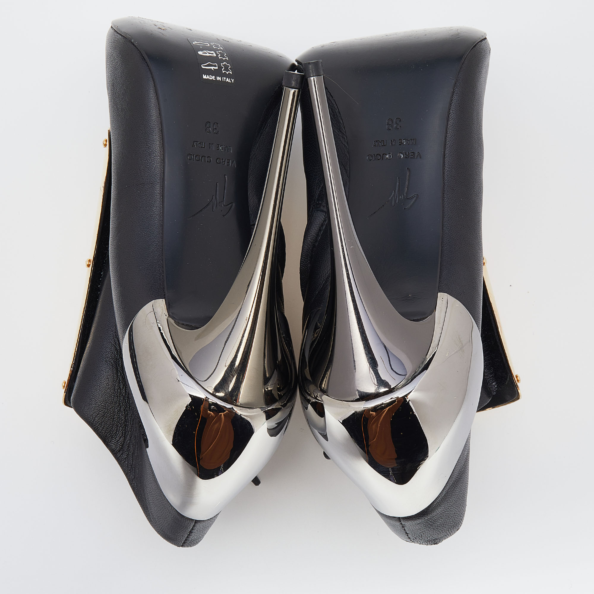 Giuseppe Zanotti Black Leather Velcro Shielded Ankle Booties Size 38