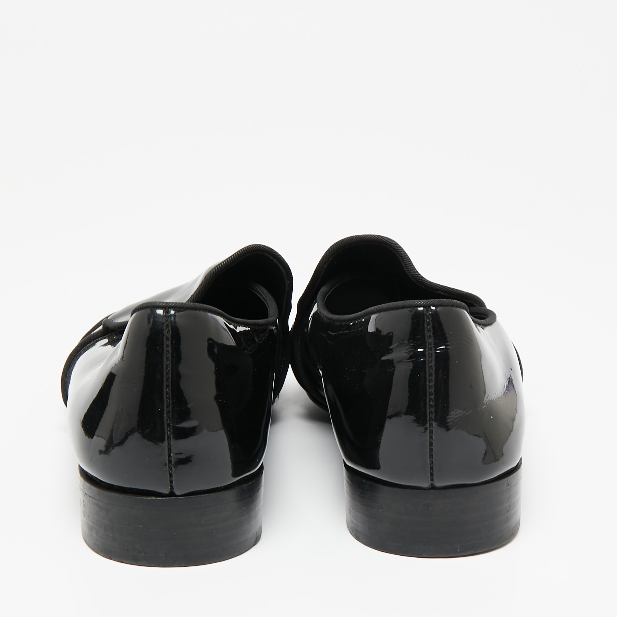 Giuseppe Zanotti Black Patent Leather And Satin Cap Toe Smoking Slippers Size 40