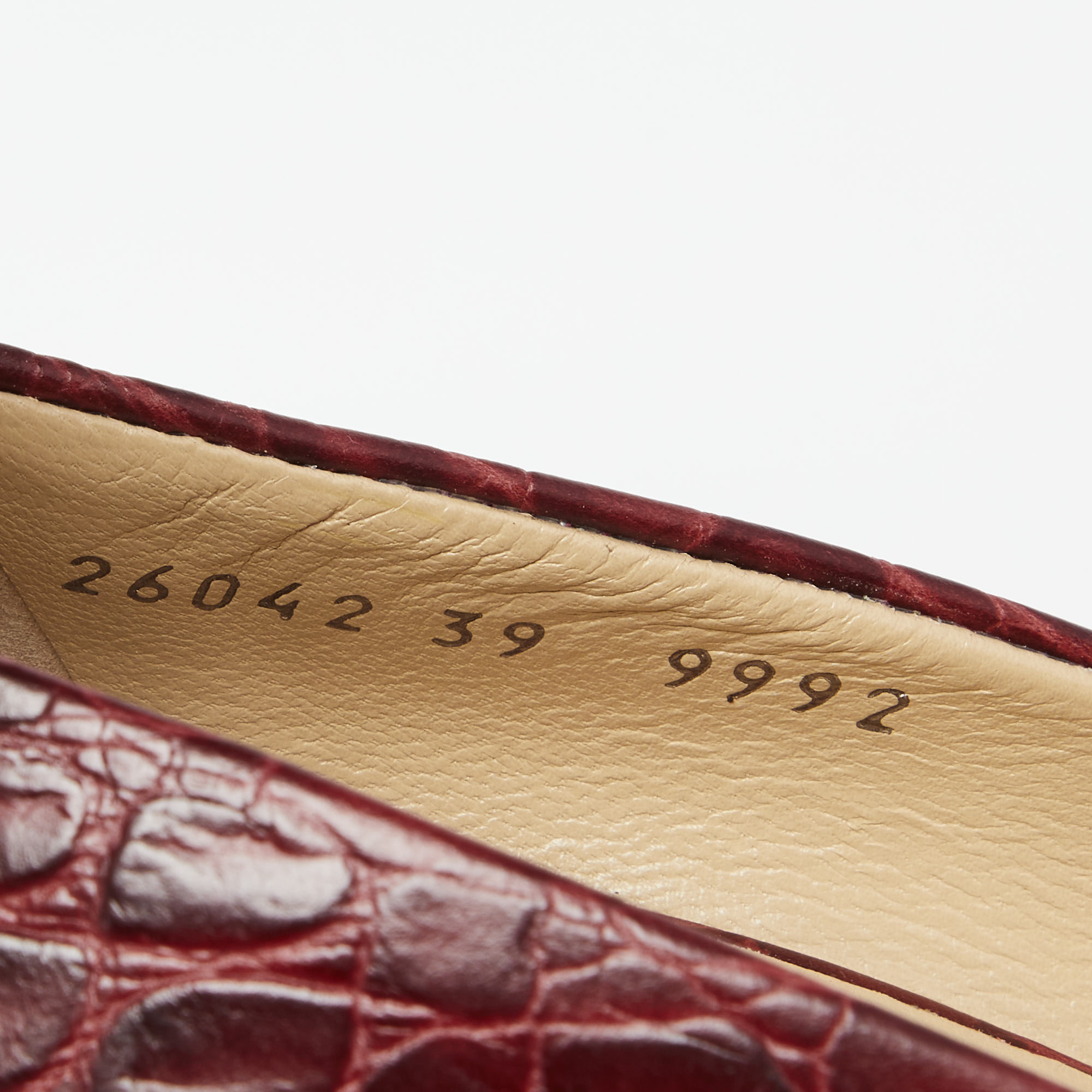 Giuseppe Zanotti Burgundy Croc Embossed Leather Sharon Platform Peep Toe Pumps Size 39