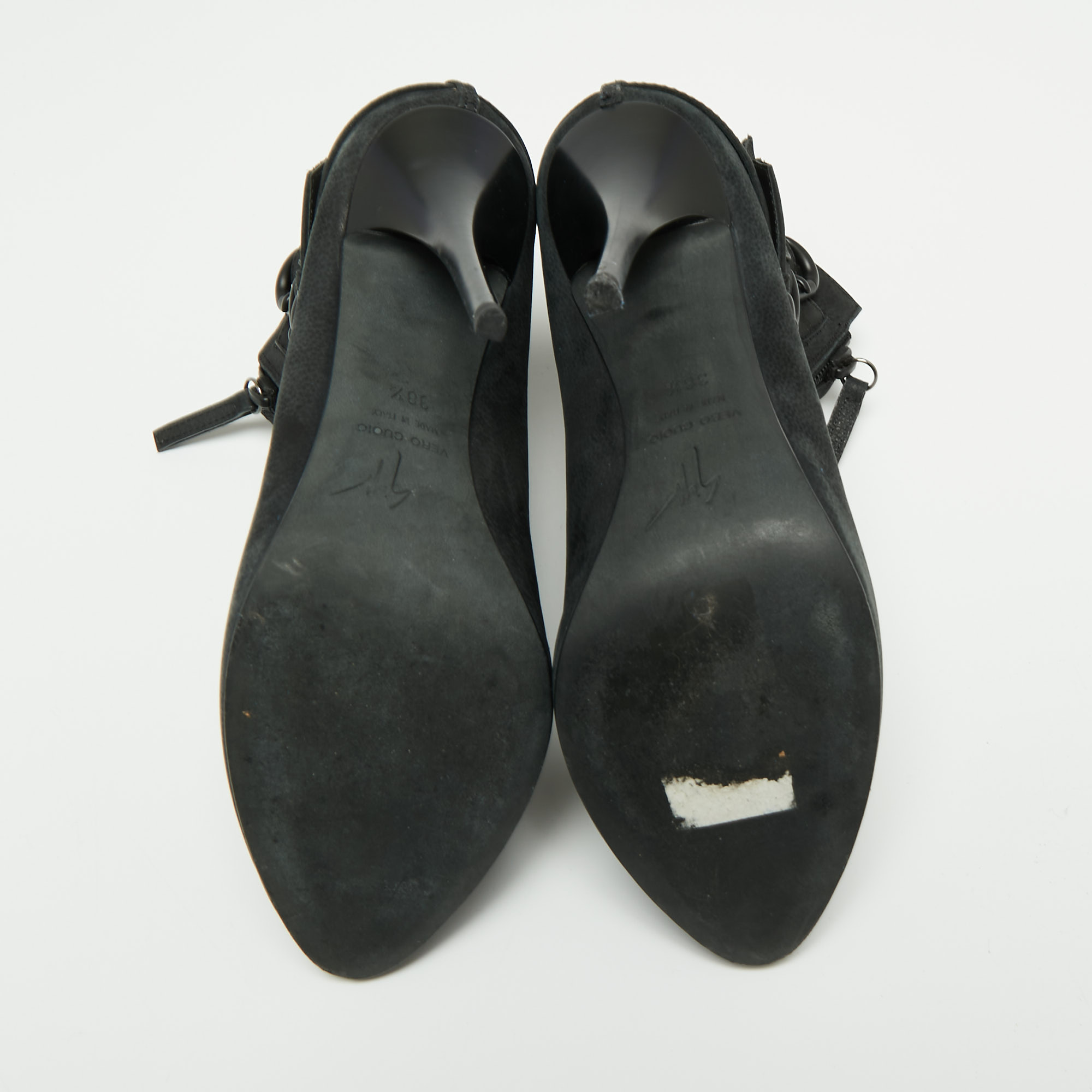 Giuseppe Zanotti Black Nubuck Buckle Ankle Boots Size 38.5