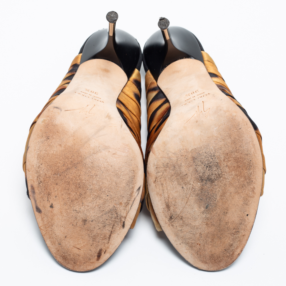 Giuseppe Zanotti Brown/Black Satin Slide Mule Sandals Size 38.5