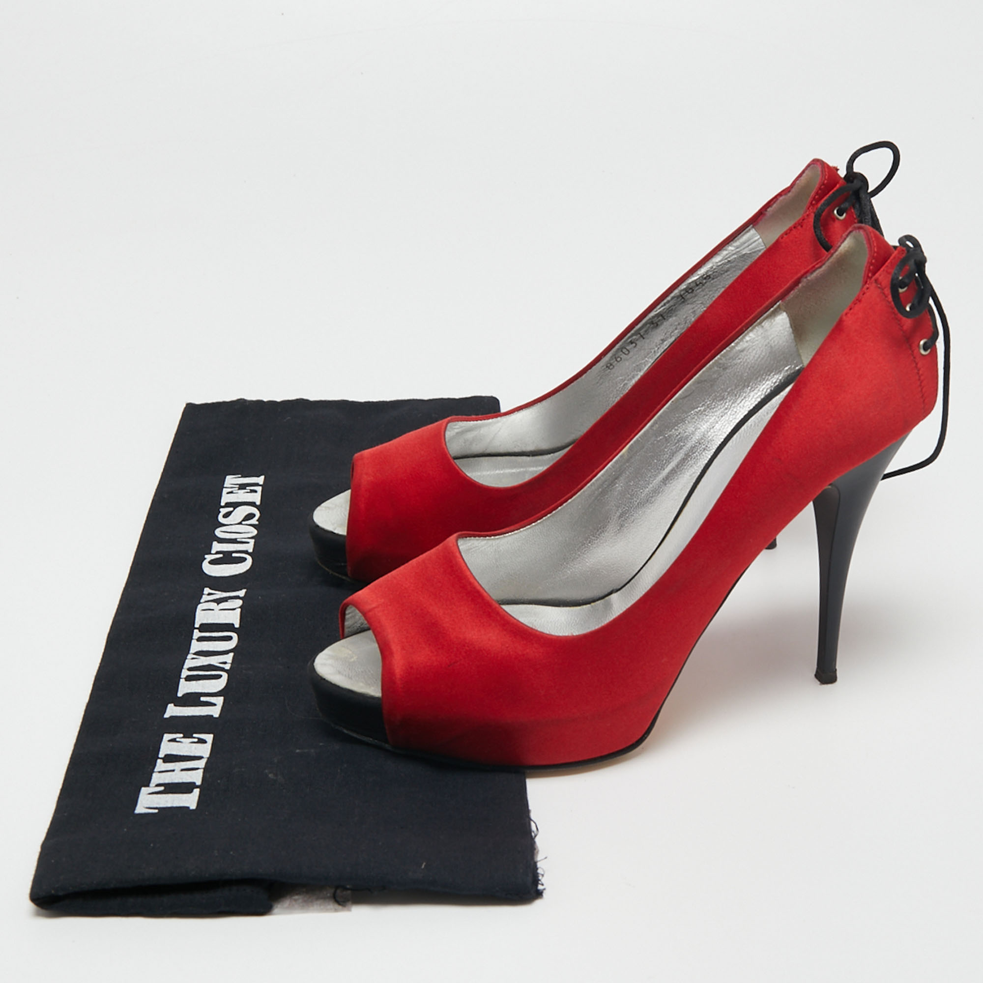 Giuseppe Zanotti Red Satin Peep Toe Platform Pumps Size 37