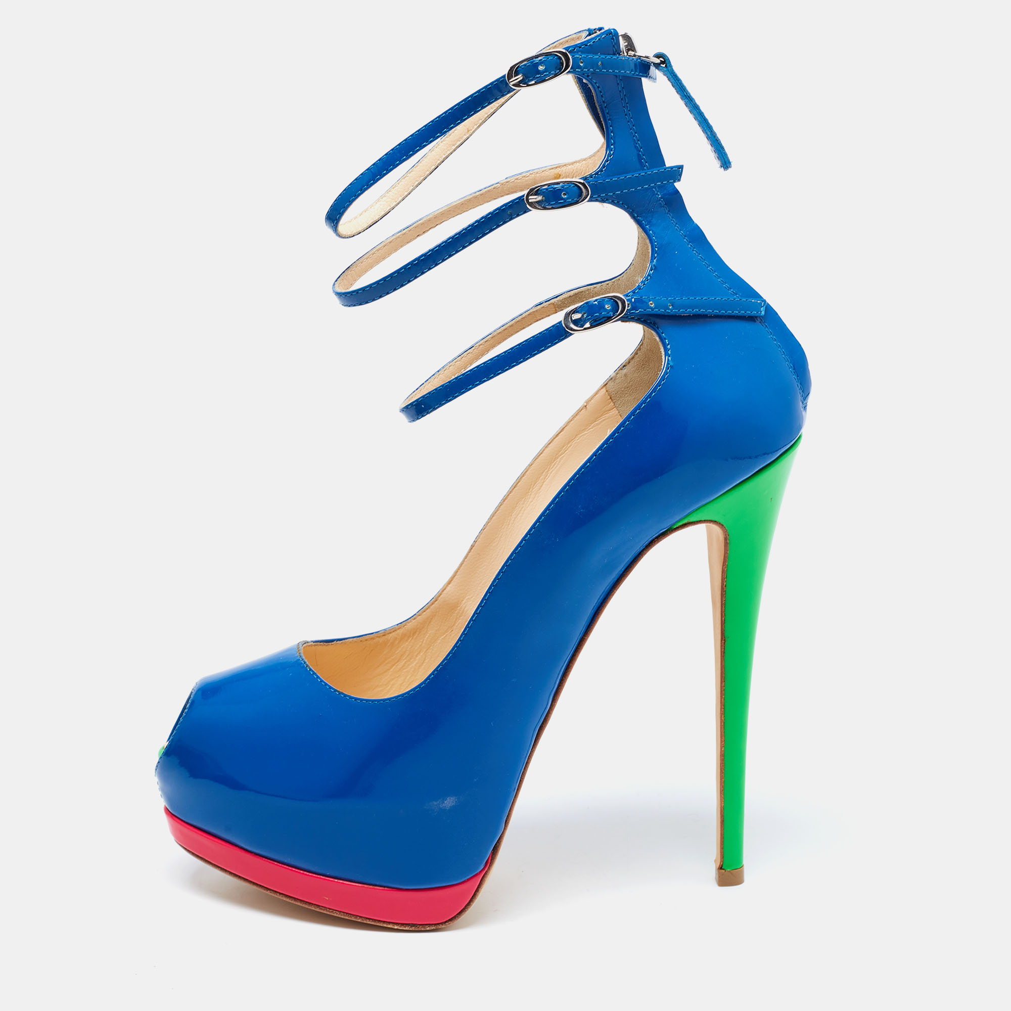 

Giuseppe Zanotti Multicolour Patent Leather Tripe Strap Peep Toe Pumps Size, Multicolor