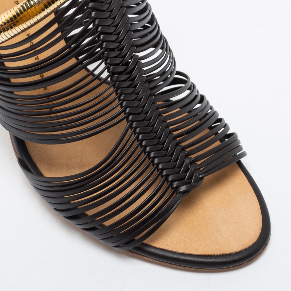 Giuseppe Zanotti Dark Brown Leather Strappy Ankle Strap Sandals Size 37.5