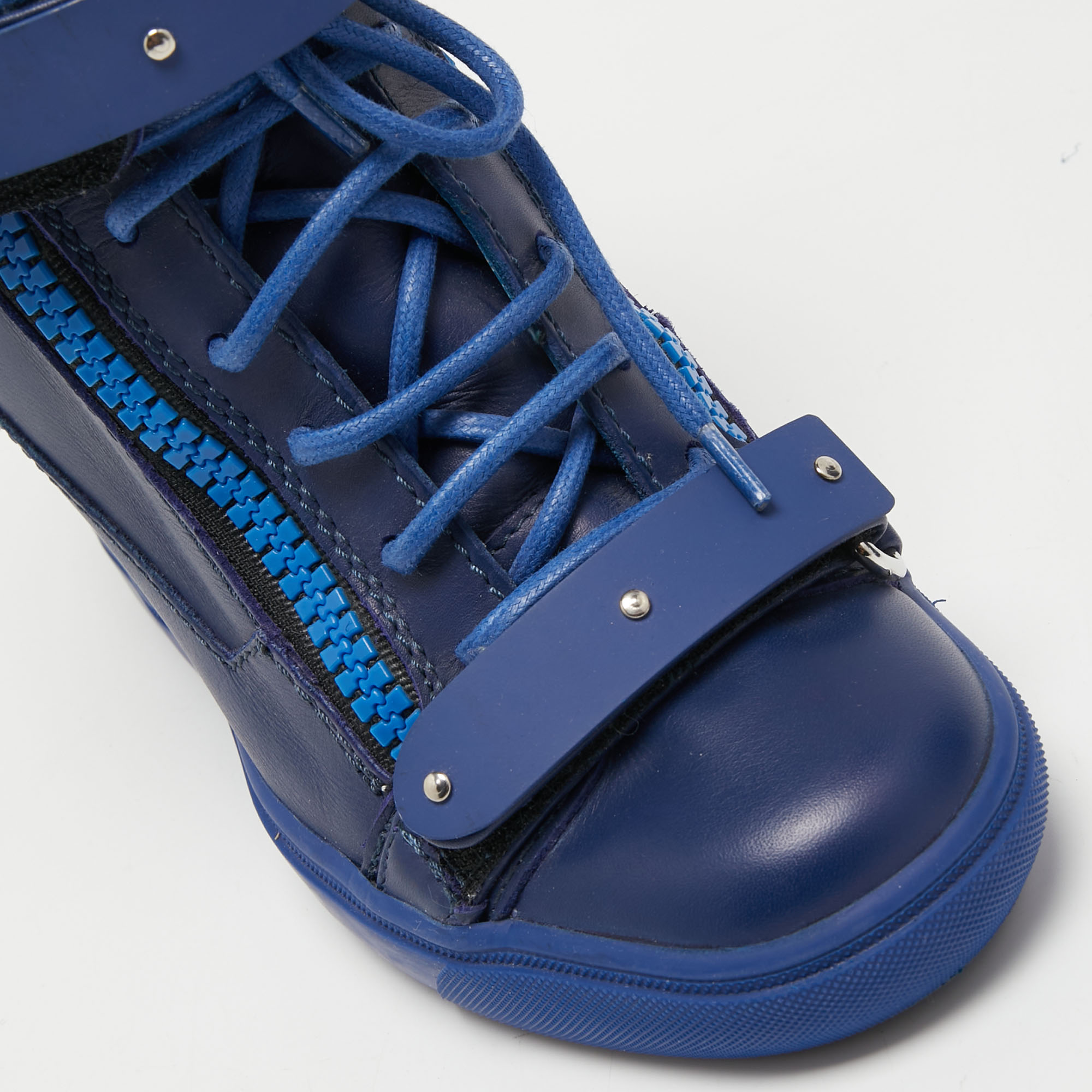 Giuseppe Zanotti Blue Leather Wedges Sneakers Size 36